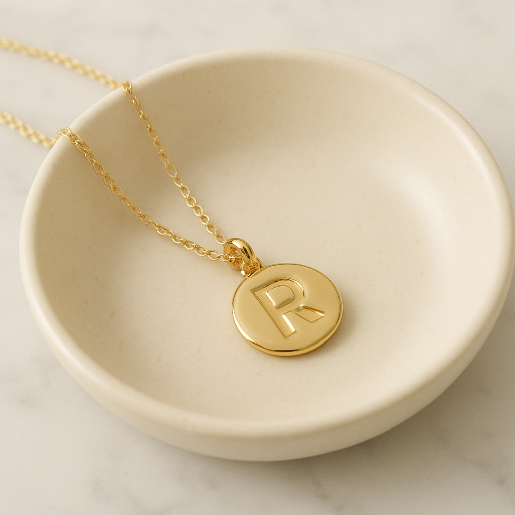 Initial Disc Pendant Necklace