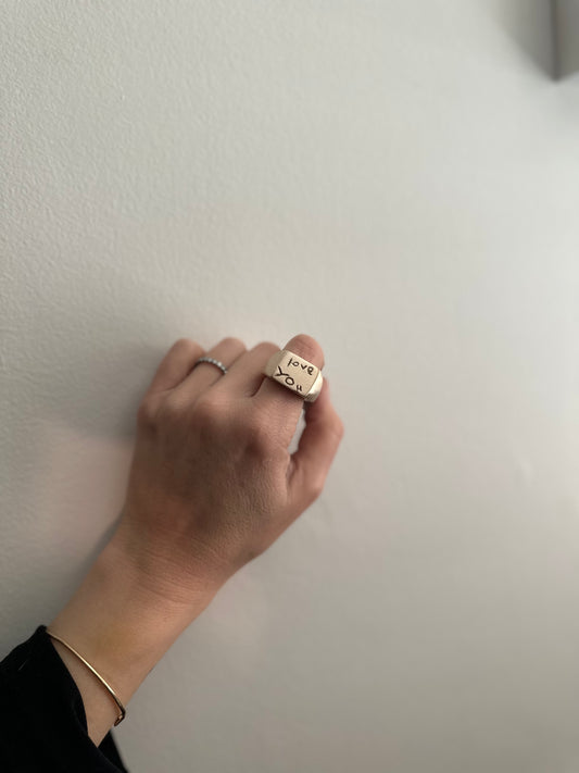 Love Note Square Signet Ring